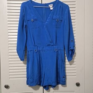 Cache Silk Blend Blue Romper Size XS